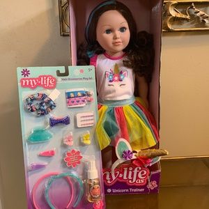 My life as unicorn trainer doll with hair accessories play set